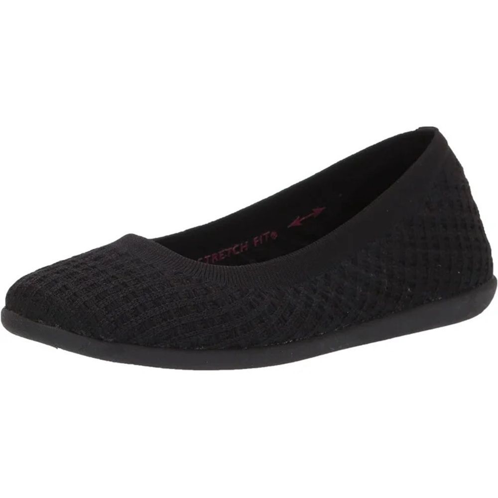 Skechers Cleo Sport "On-A-Roll" Knit Flats Black 8.5 NIB